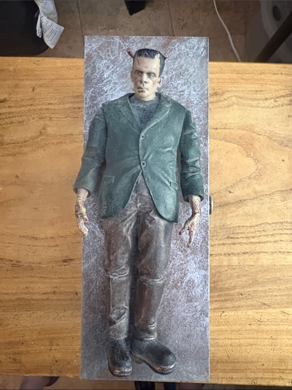 Frankenstein figure and lab table